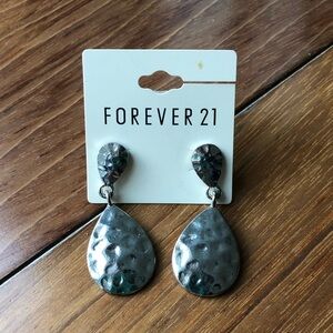 Forever 21 Hammered Silver Teardrop Earrings